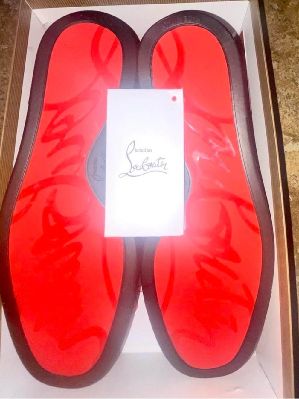 Christian Louboutin Red and Black Slip-On Sneakers